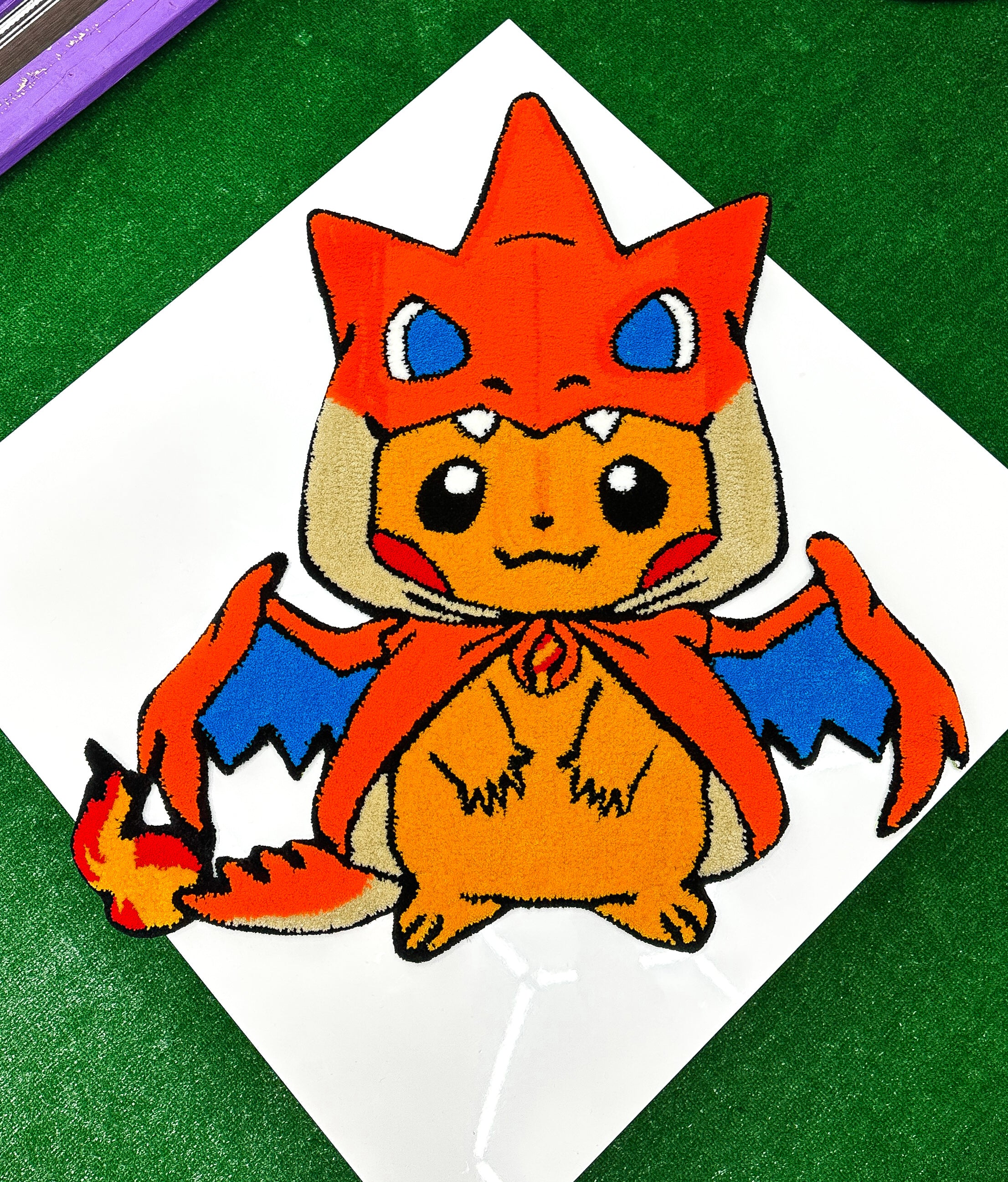 charizard pokemon card rug Pikachu X Charizard-Tufted Rug/Wall Decor – Premium Tufting Jump Nefeltari Vivi Deck One Layout:5-Deck + Dice box + Top-loaders