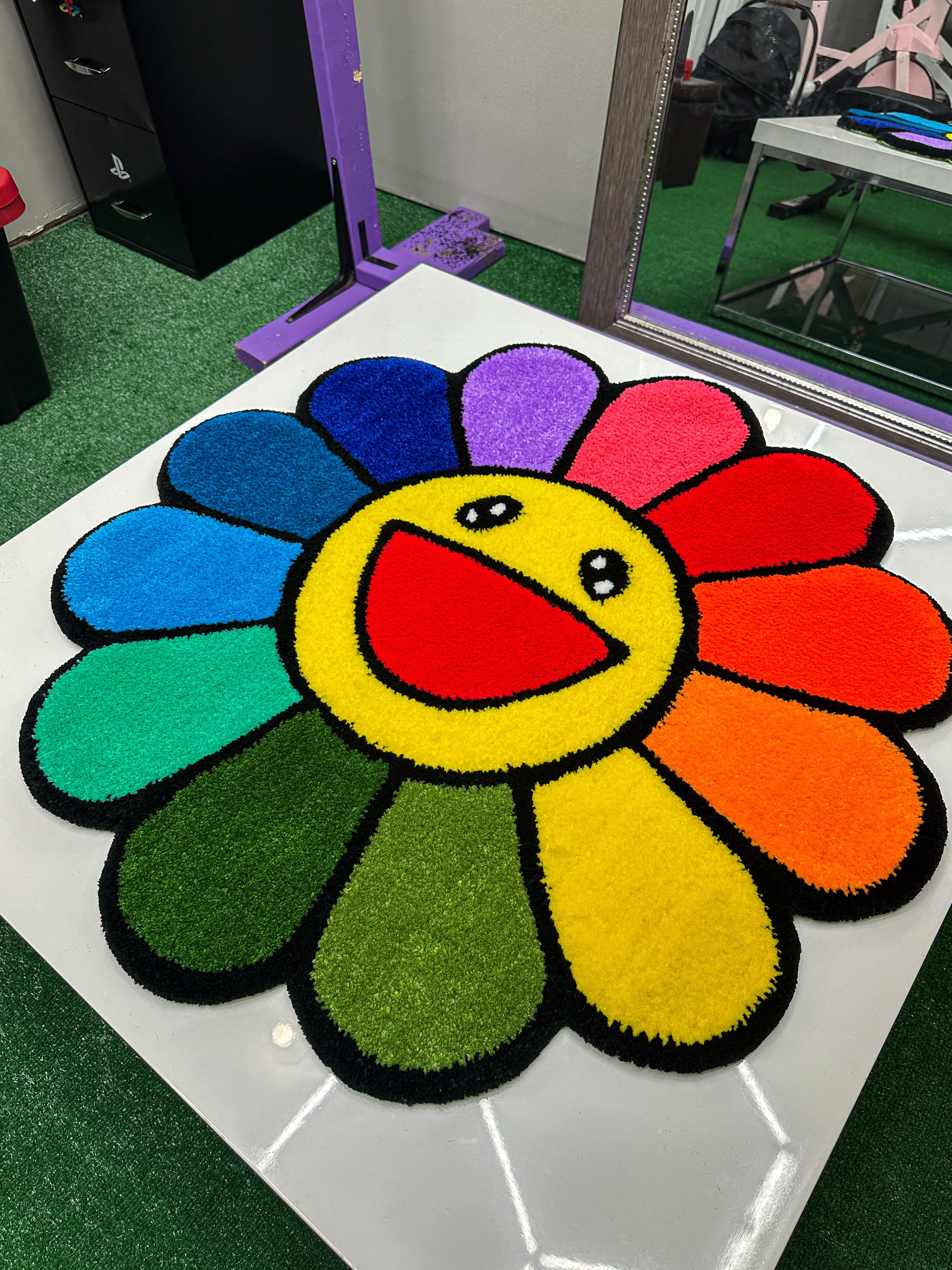 Rainbow Smiley - Tufted Rug/ Wall Decor