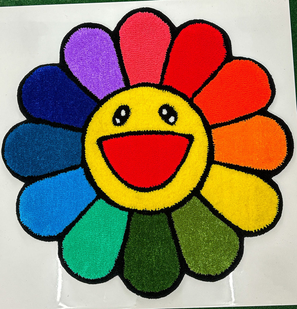 Rainbow Smiley Rug – Handmade Tufted Wall Decor