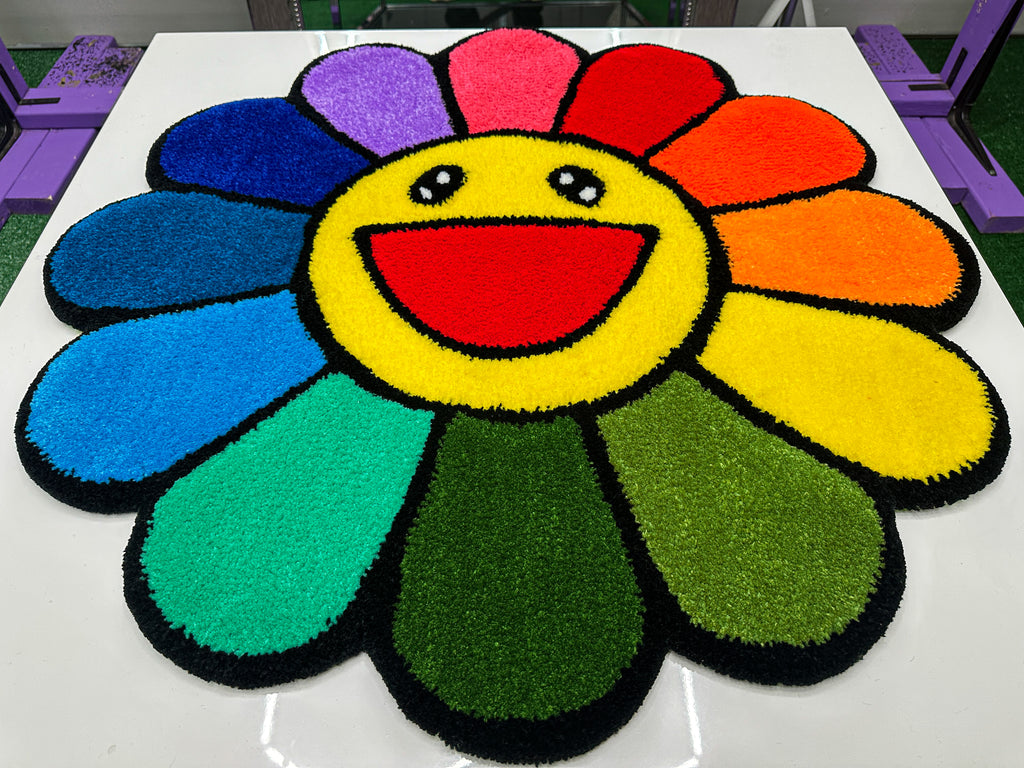 Rainbow Smiley - Tufted Rug/ Wall Decor