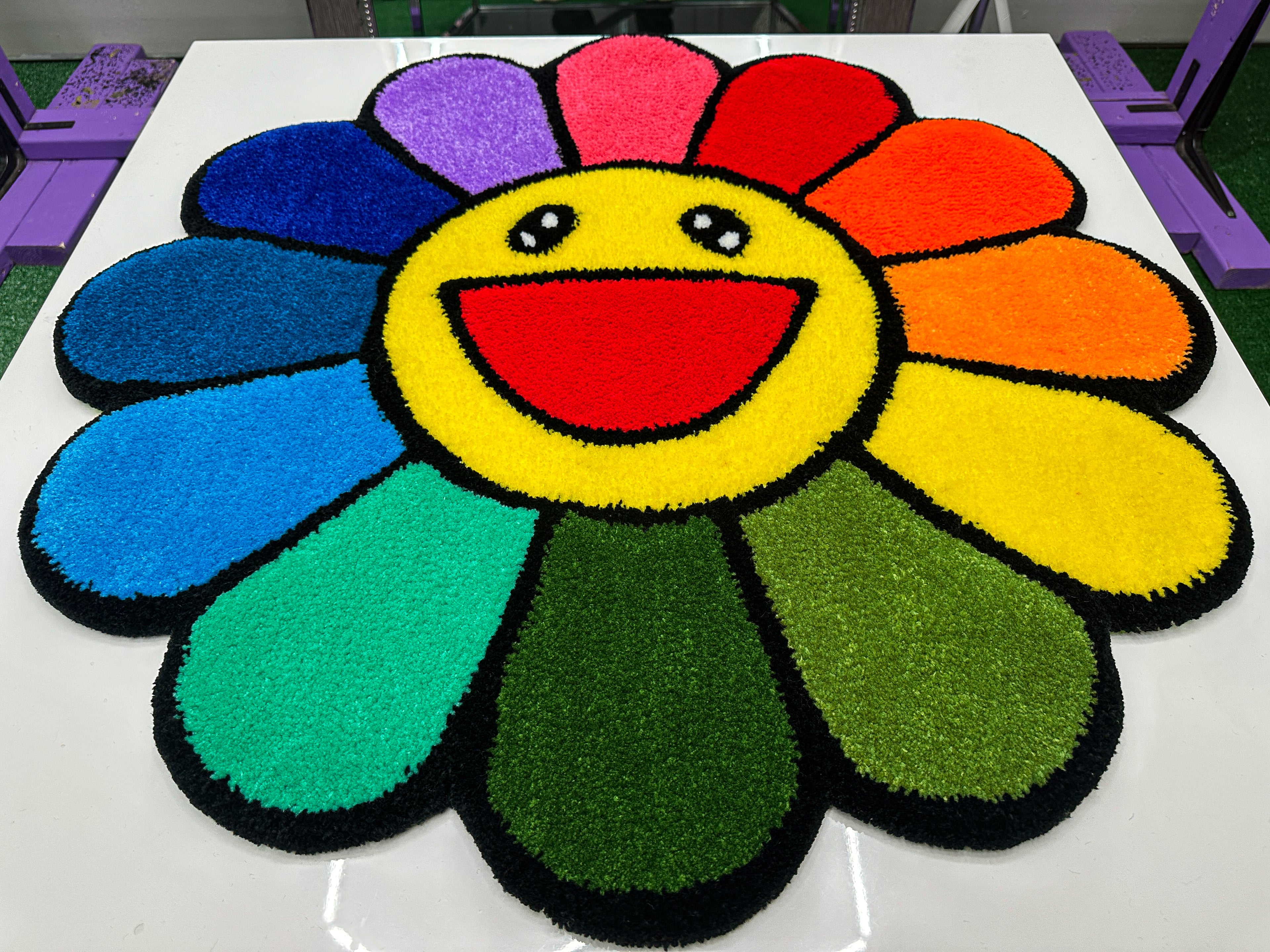 Rainbow Smiley - Tufted Rug/ Wall Decor