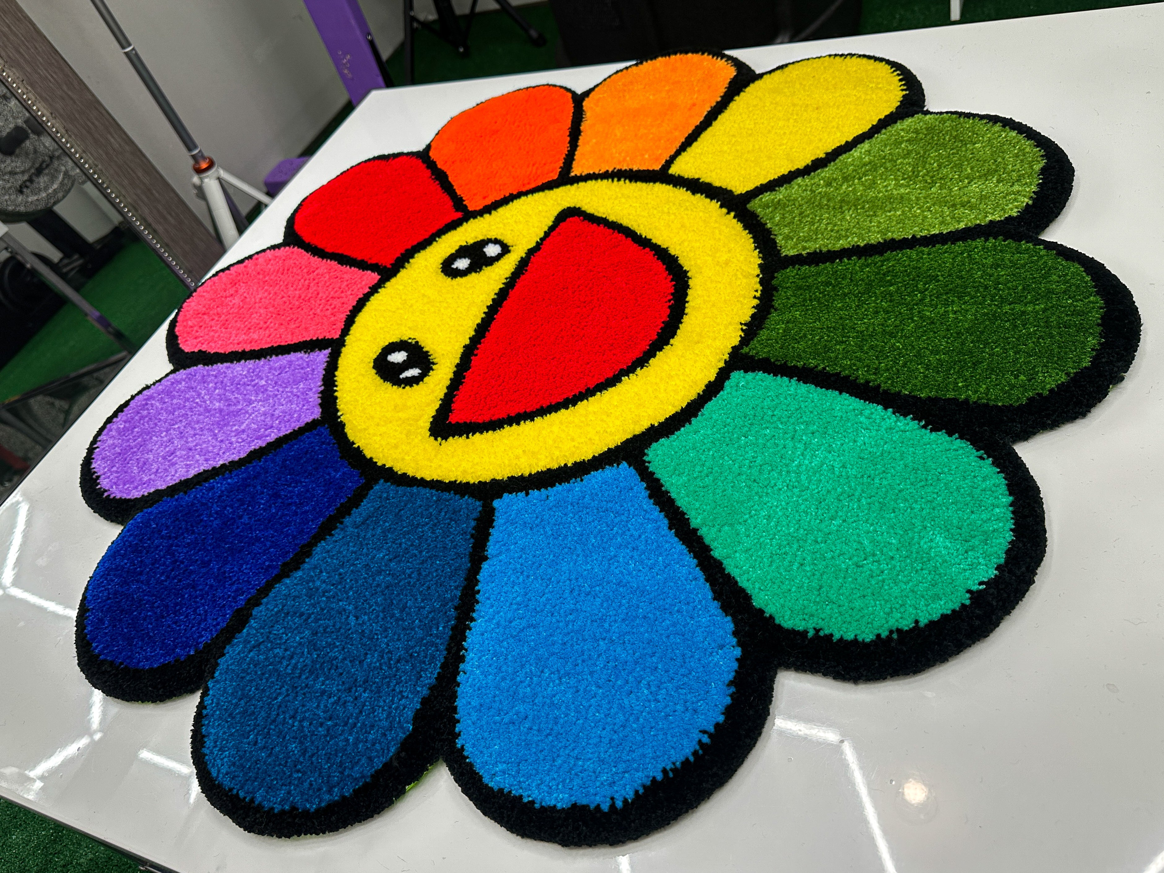 Rainbow Smiley - Tufted Rug/ Wall Decor