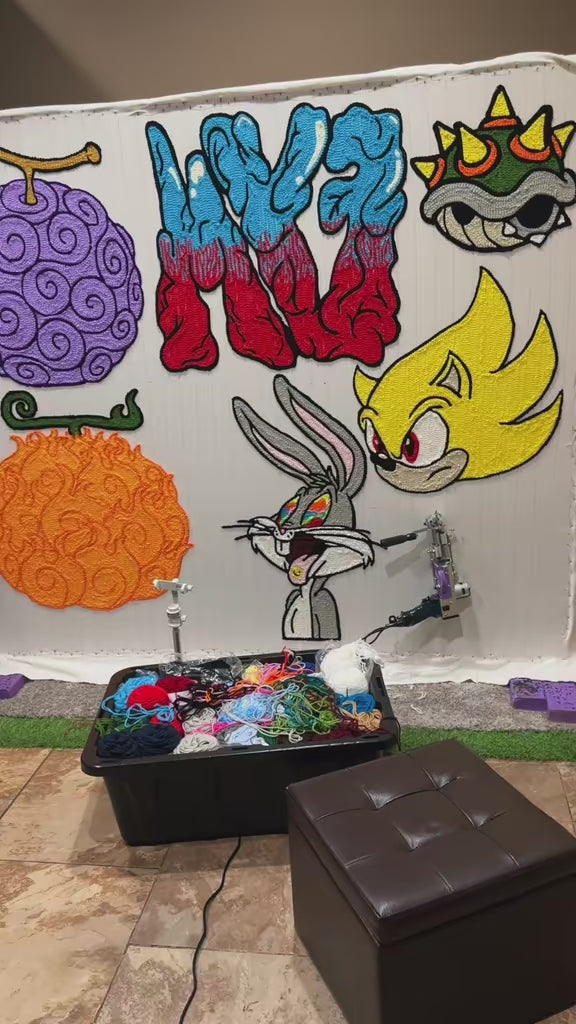 Trippy Cartoon Rug – Handmade Tufted Wall Decor